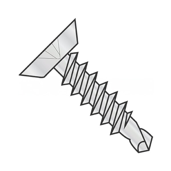 Usa Industrials Self-Drilling Screw, #12-14 x 1 in, Zinc Plated & 1,000 Hour Coat Steel Flat Head Phillips Drive BULK-SCRW-11489 - main